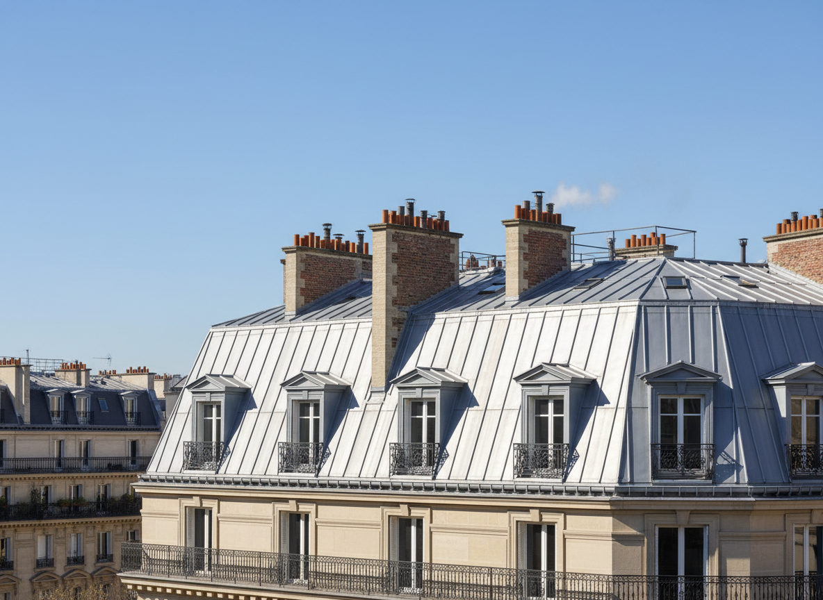 Toiture zinc immeuble haussmannien Paris